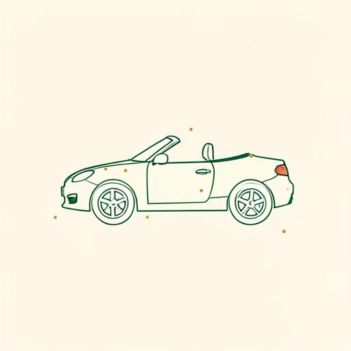 Carro conversível em traço fino